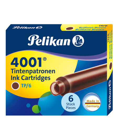 Naboje atramentowe Pelikan 4001 brązowe krótkie (6szt)